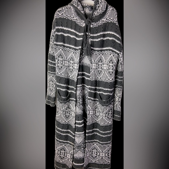 Forever 21 extra long winter open cardigan hooded sweater with slouch pockets - Picture 7 of 16